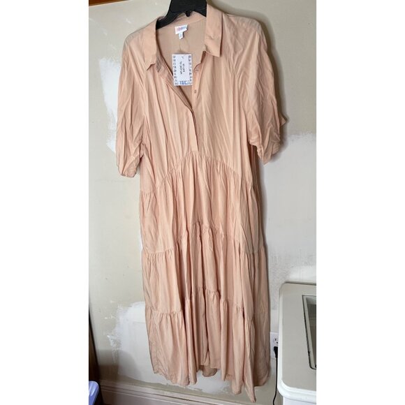 LuLaRoe Dresses & Skirts - Lularoe Helene Tiered Midi Dress Button Front peach XL